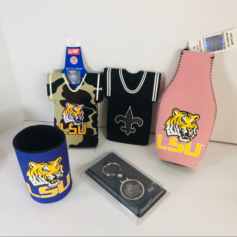 LSU/SAINTS Koozie Keychain Bundle. NEW